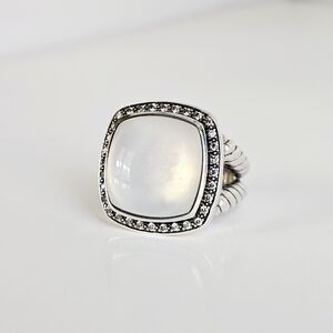 David Yurman 17mm Albion Moonlight Ice Moon Quartz (Moonstone) Diamond Ring